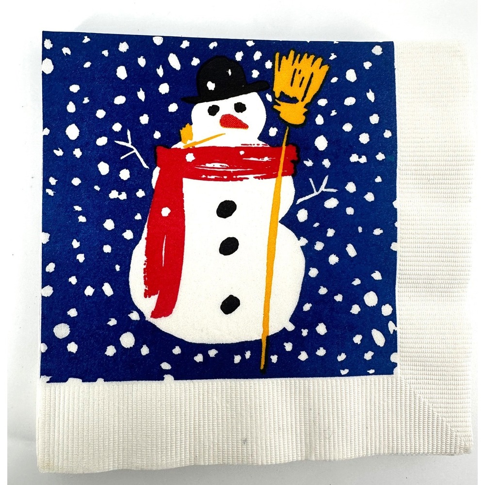 Vintage Peacock Papers Snowman Beverage Napkins Set of 12 5x5 Nostalgia Festive
